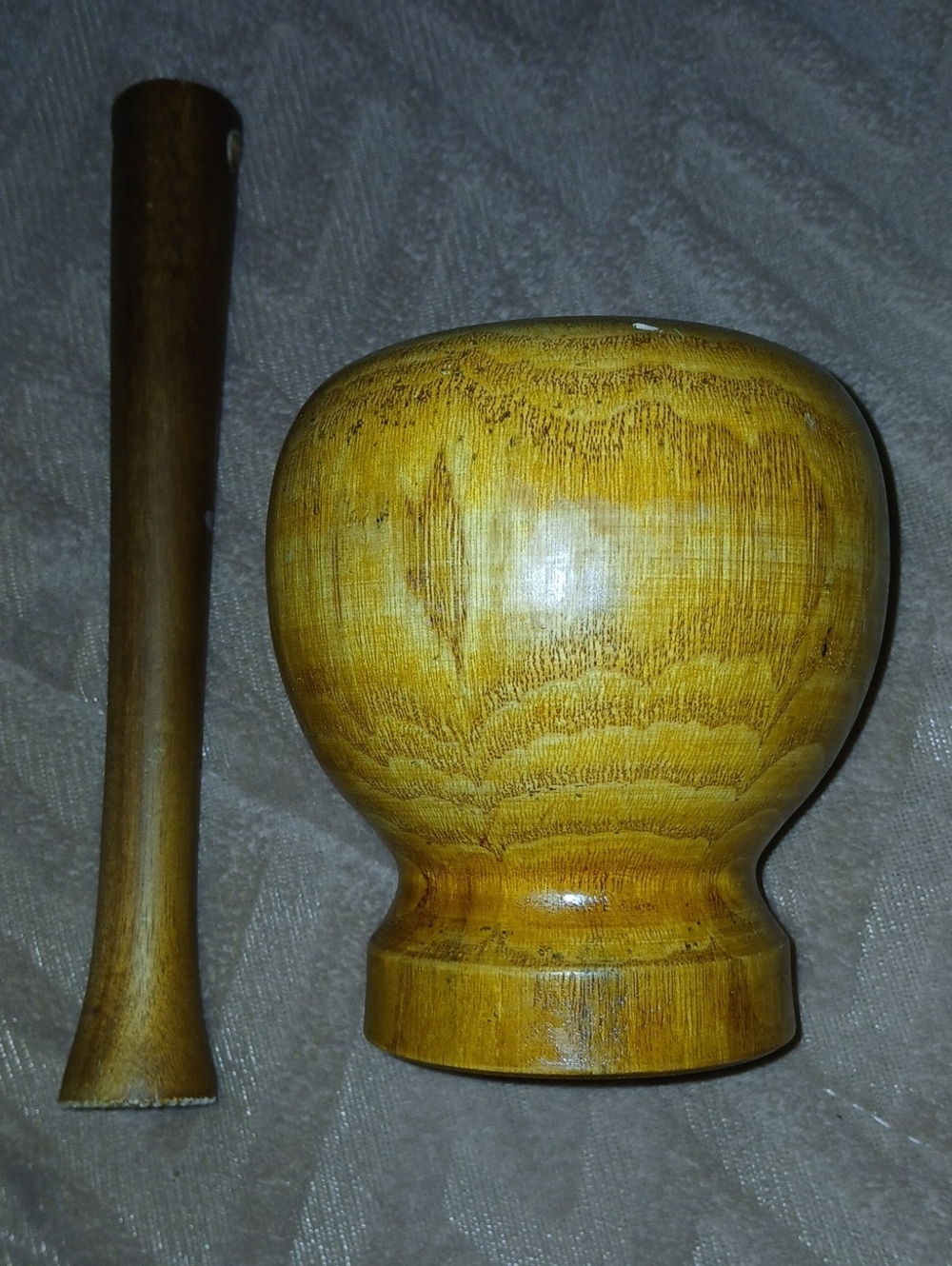 Wooden Pestle and Mortar Set - Natural Honey Wood